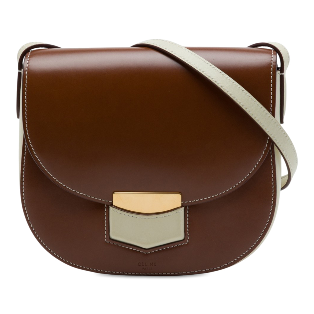 Pre-Loved Celine Small Bicolor Glazed Calfskin Trotteur Crossbody